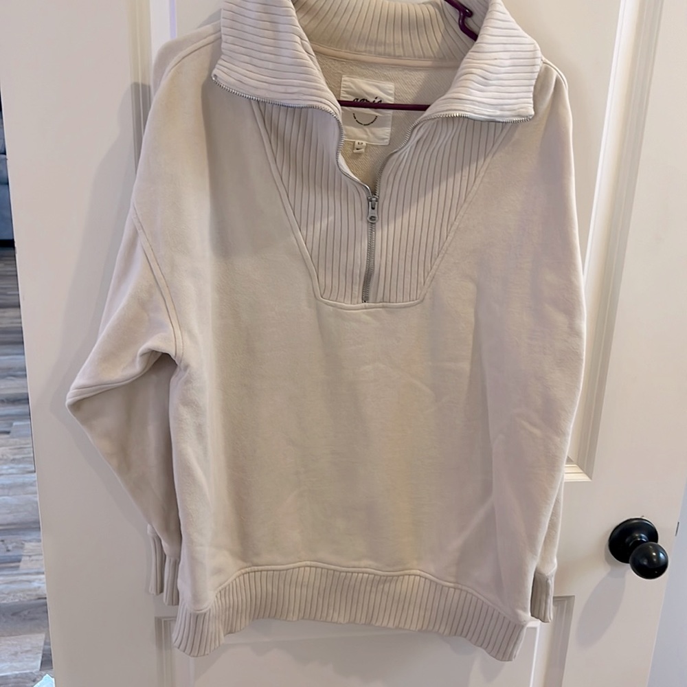 aerie oversized quarter zip sweater sz S
